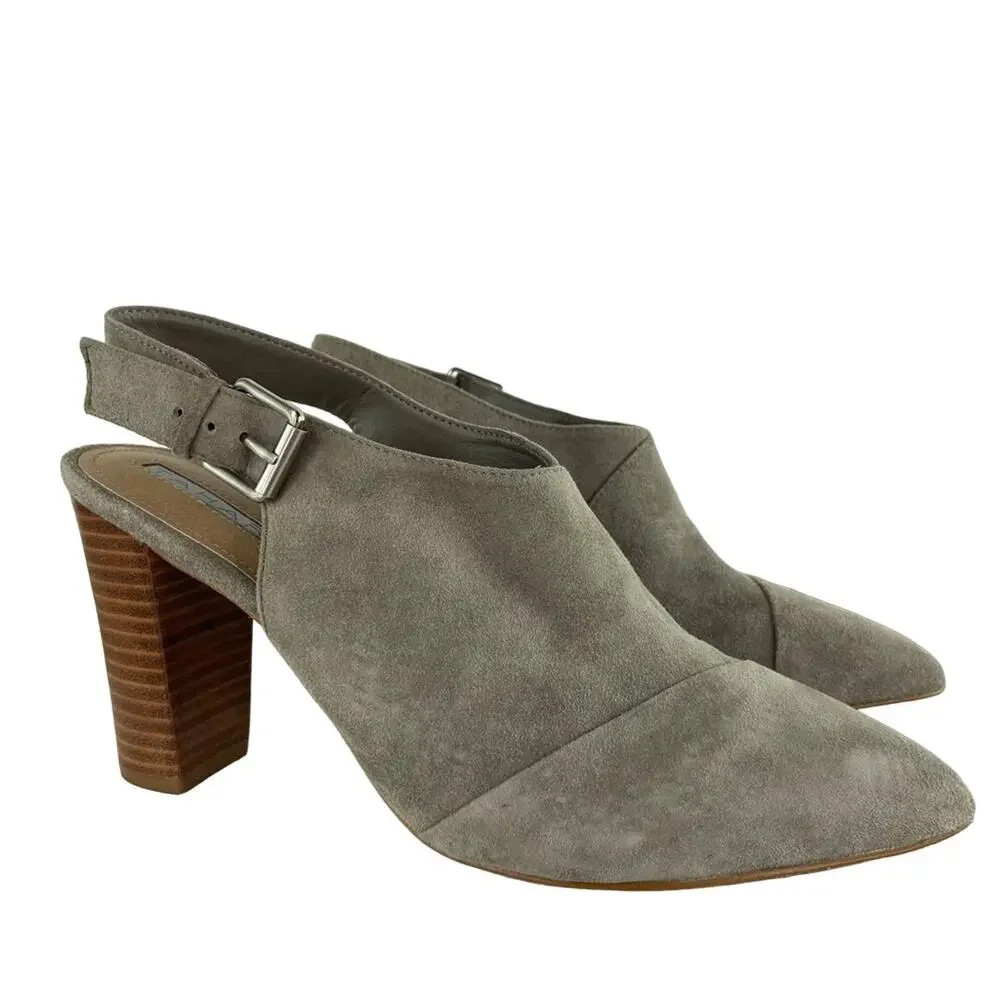 Tahari Adonna Slingback Heels Suede Bootie Pointed Toe Gray Taupe Size 8.5